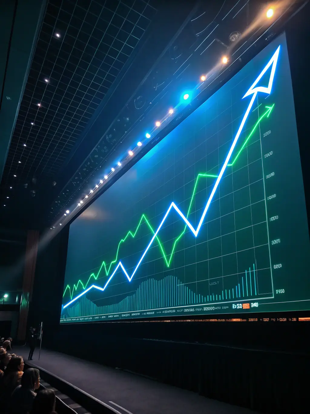 An abstract representation of performance metrics improving over time, symbolizing the impact of effective organizational strategies.